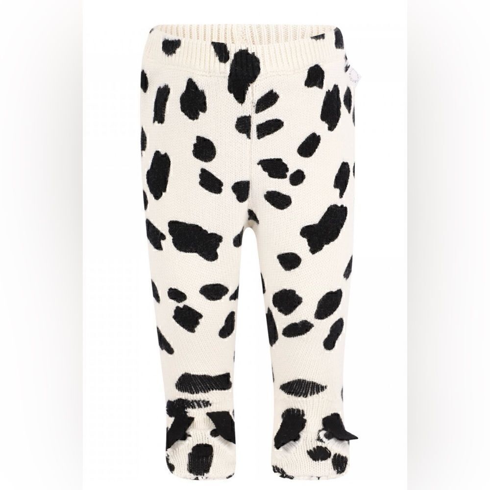 STELLA MCCARTNEY Dalmatian Print Knit Baby Pants White Black, New, 12-18 months